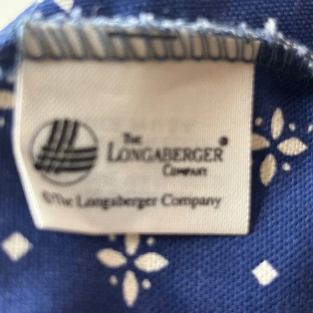 Longaberger Basket Liner Home Decor Blue White Floral Ruffle Round USA
